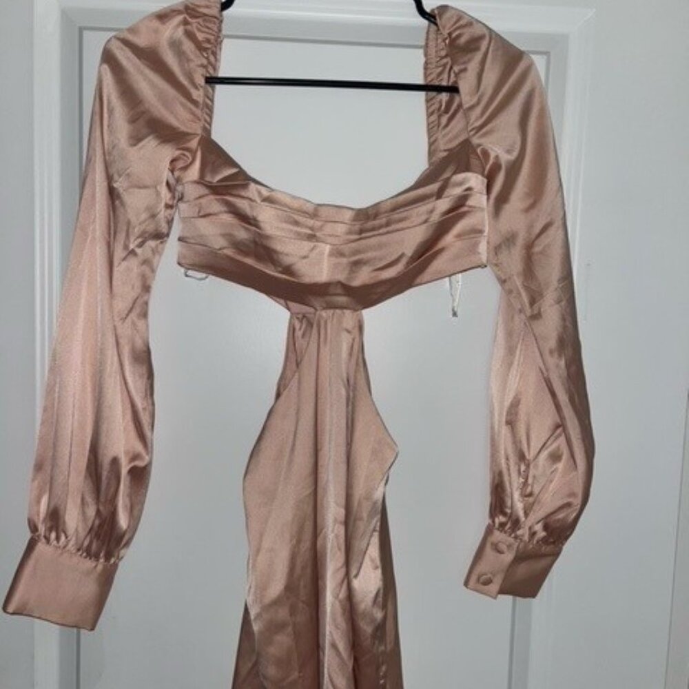 OH Polly Satin cut out long sleeve mini dress